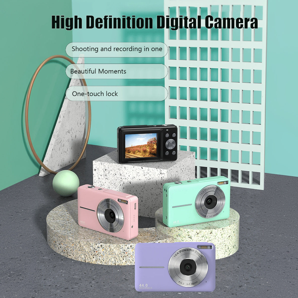 Mini appareil photo numérique pour enfants, appareil photo numérique HD pour étudiants, mini appareil photo numérique pour garçons et filles, cadeau d'anniversaire de Noël, appareil photo d'entrée de gamme pour enfants