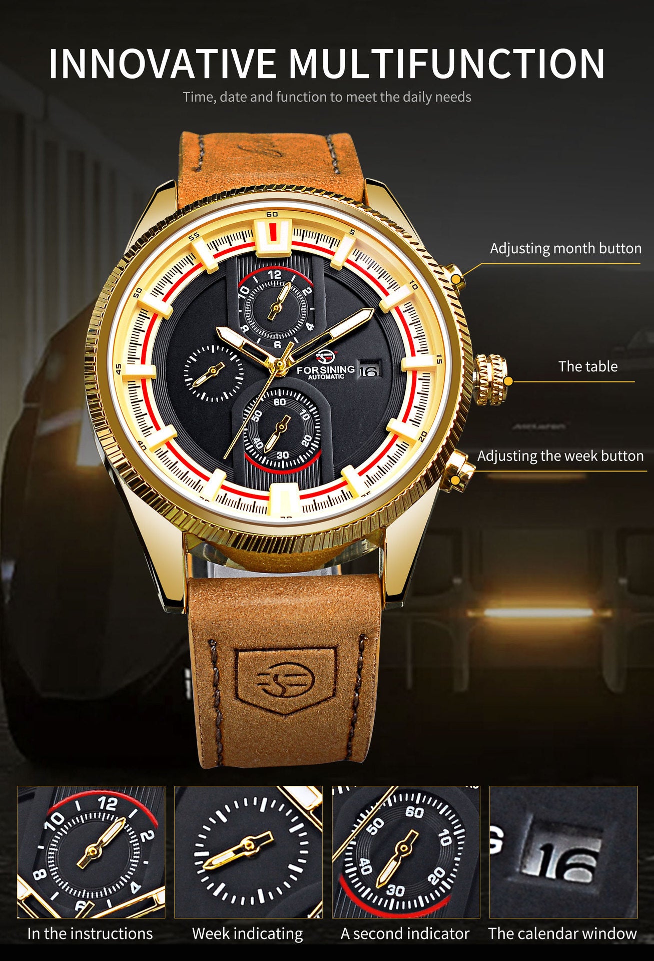 Montre mécanique automatique pour hommes,