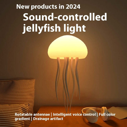 Lampe d'ambiance LED en forme de méduse, veilleuse portable, décoration de méduse, lampe de table intelligente pour chevet ou bureau