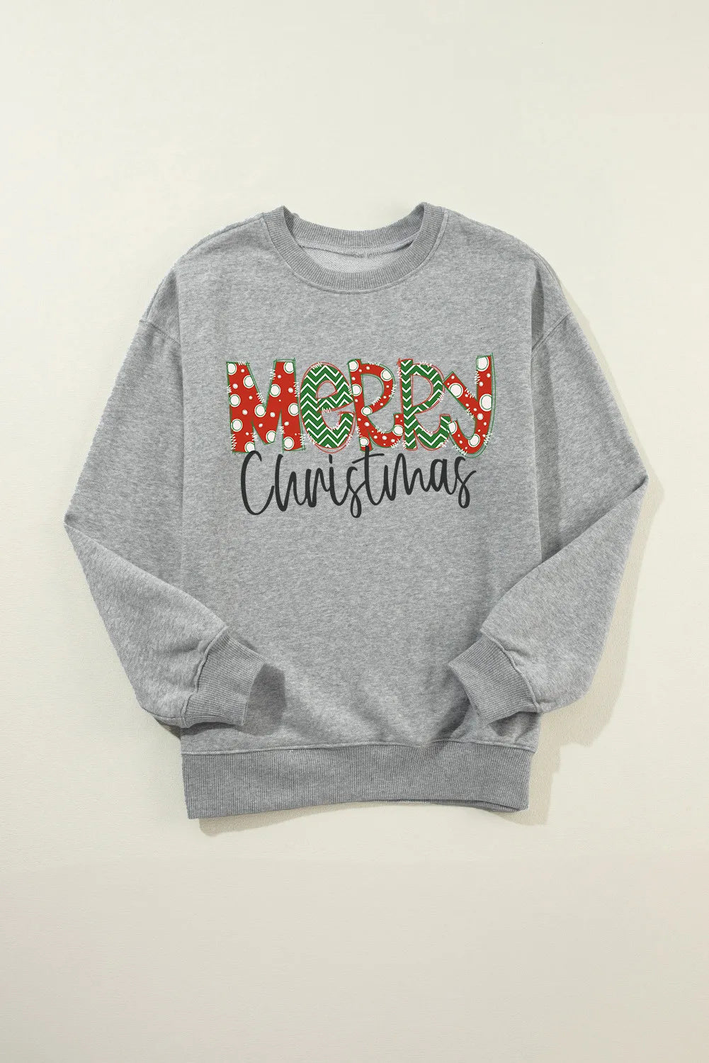 Gray Merry Christmas Festive Letter Print Drop Shoulder Sweatshirt