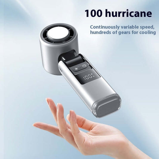 Mini handheld foldable USB fan with variable speed and cooling features, ideal for personal use.