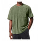Retro Washed Pocket 3D Digital Print All-Match Crew Neck Short-Sleeve T-Shirt