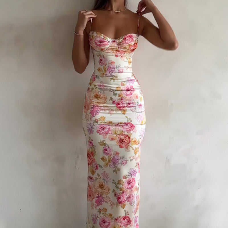 Robe Maxi Moulante à Fleurs Femme