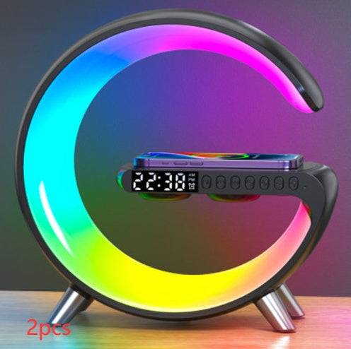 Intelligent Atmosphère Lampe Bluetooth Haut-Parleur Sans Fil Chargeur De Chevet Lampe Lever Du Soleil Wake-up Lampe Polaire Lampe D'alarme Horloge