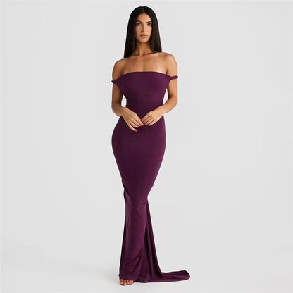 Robe d'été longue légère pour femmes slim-fit dos nu