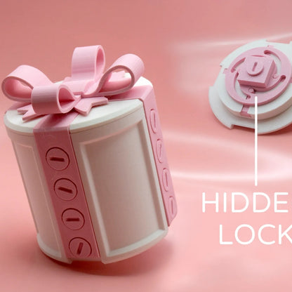 boîte cadeau humoristique Saint-Valentin avec un nœud rose et un design de serrure cachée