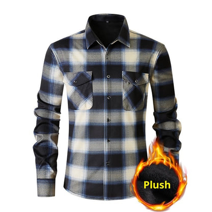 Mens Fashionable Casual Cotton-Quilted Long-Sleeve Cardigan