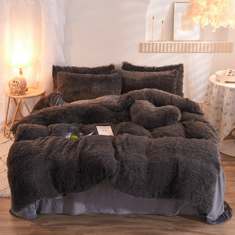 Housse Couette Luxe Fleece Mink Velvet Épaisse Hiver – Queen King Chaude Douillette Sherpa Réversible
