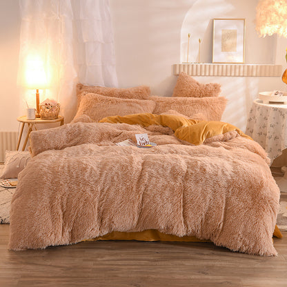 Housse Couette Luxe Fleece Mink Velvet Épaisse Hiver – Queen King Chaude Douillette Sherpa Réversible