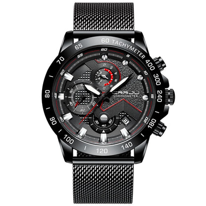 Multi-fonction six-aiguille en acier inoxydable montre