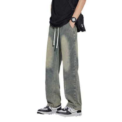 Spring And Summer Retro Distressed Straight Pants