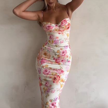 Robe Maxi Moulante à Fleurs Femme