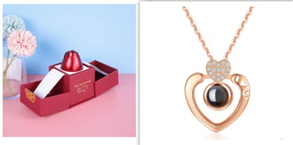 Coffret cadeau de bijoux en métal rose pour la Saint-Valentin, collier pour mariage, petite amie, cadeaux