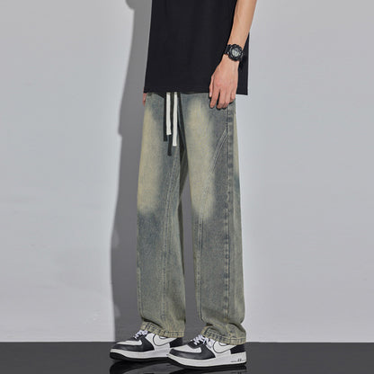 Spring And Summer Retro Distressed Straight Pants