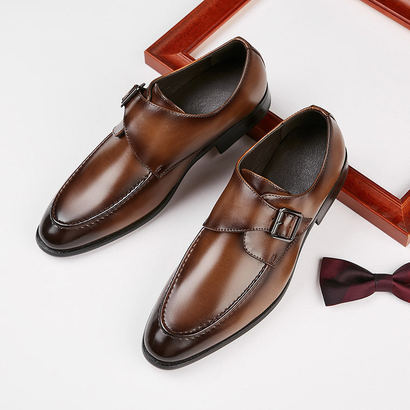 Chaussures d'affaires en cuir à boucle de style britannique pour hommes