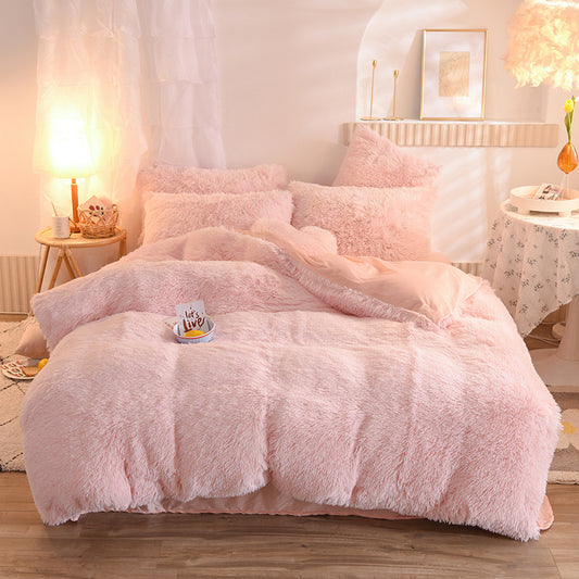 Housse Couette Luxe Fleece Mink Velvet Épaisse Hiver – Queen King Chaude Douillette Sherpa Réversible