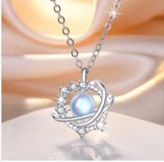 Collier Planète Moonstone Femme Strass Niche Pendentif Chaîne De Clavicule