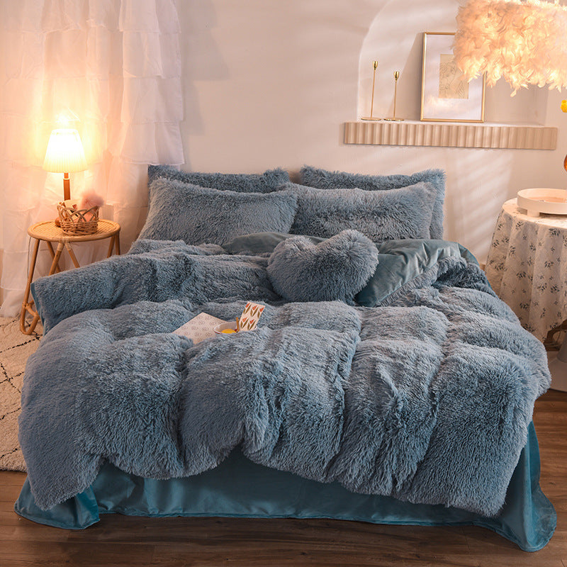 Housse Couette Luxe Fleece Mink Velvet Épaisse Hiver – Queen King Chaude Douillette Sherpa Réversible