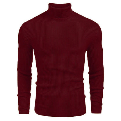 Pull à manches longues à col roulé slim pour homme