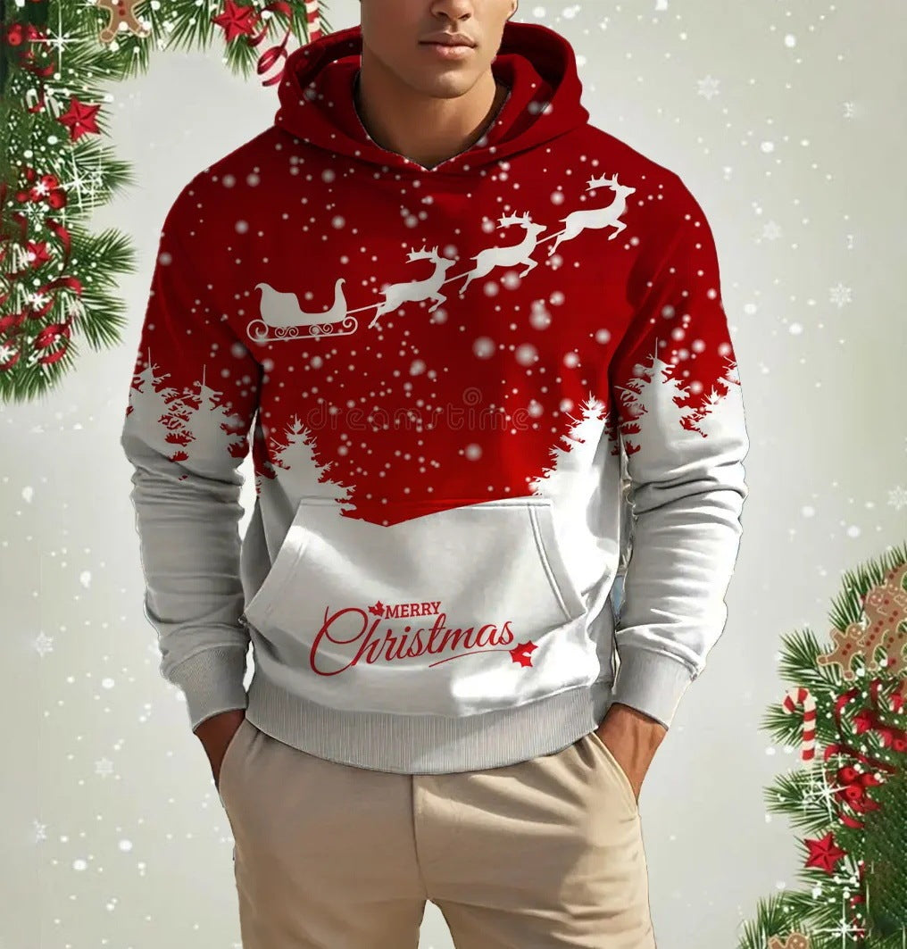 Men's Christmas Reindeer 3D Printed Hoodie