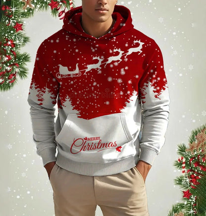 Men's Christmas Reindeer 3D Printed Hoodie