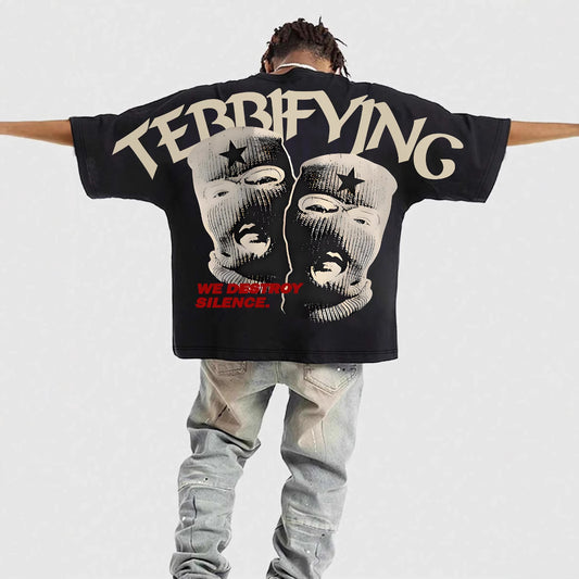 t-shirt homme rétro décontracté imprimé avec motif graphique sur le dos, style décontracté.