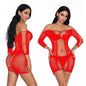 Lingerie Mid-sleeve Fishnet Short Skirt Pajamas Women