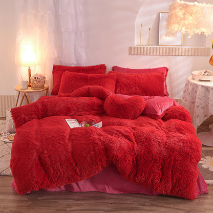 Housse Couette Luxe Fleece Mink Velvet Épaisse Hiver – Queen King Chaude Douillette Sherpa Réversible