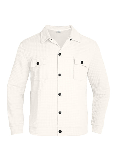 Casual Jacquard Checkered Loose Knit Work Shirt For Men