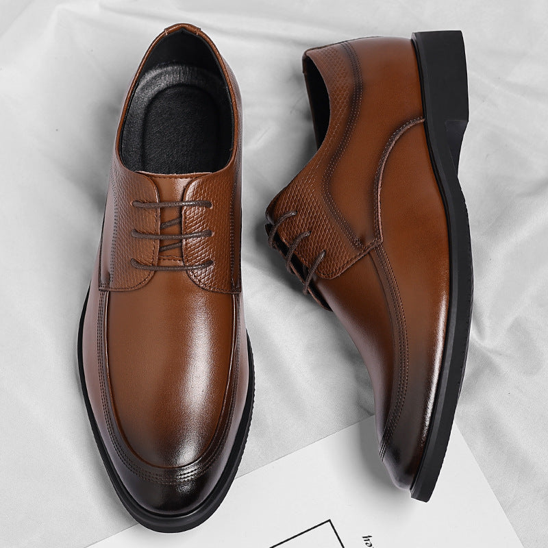 chaussures en cuir à lacets grande taille noires en cuir marron, style décontracté pour toutes les saisons.