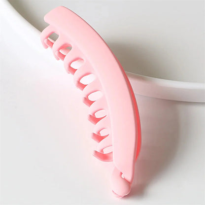 Barrettes cheveux banane couleur unie en plastique rose, clip à cheveux durable et élégant pour femmes.
