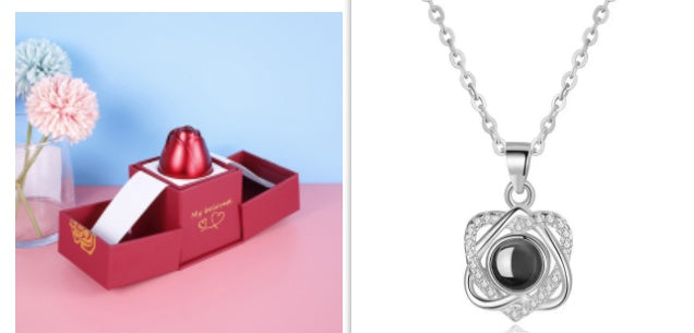 Coffret cadeau de bijoux en métal rose pour la Saint-Valentin, collier pour mariage, petite amie, cadeaux