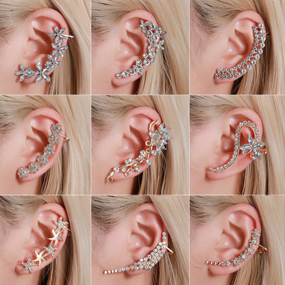 Clip d'oreille en cristal simple avec fleur