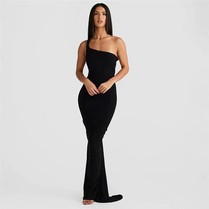 Robe d'été longue légère pour femmes slim-fit dos nu