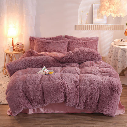 Housse Couette Luxe Fleece Mink Velvet Épaisse Hiver – Queen King Chaude Douillette Sherpa Réversible