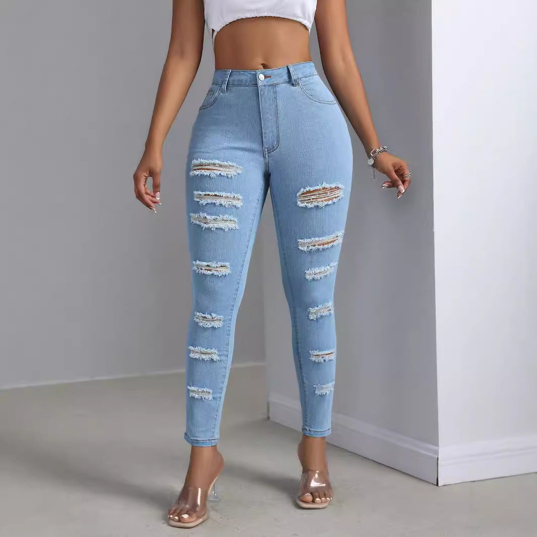 Fashion Personality Women's Ripped Jeans Trousers