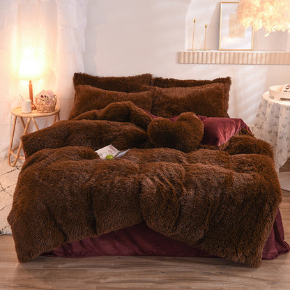 Housse Couette Luxe Fleece Mink Velvet Épaisse Hiver – Queen King Chaude Douillette Sherpa Réversible