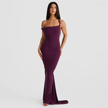 Robe d'été longue légère pour femmes slim-fit dos nu