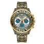 montre homme vintage multifonction avec cadran argenté et cadrans bleus, style antique élégant.