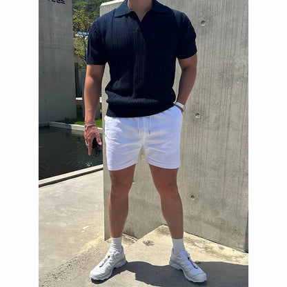 Men's Hollowed-Out Ice Silk Polo Shirt With Lapel Collar