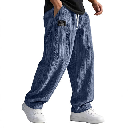 pantalons décontractés d'été avec lacets en denim bleu, modèle ample et sportif, stylés pour le printemps et l'été.