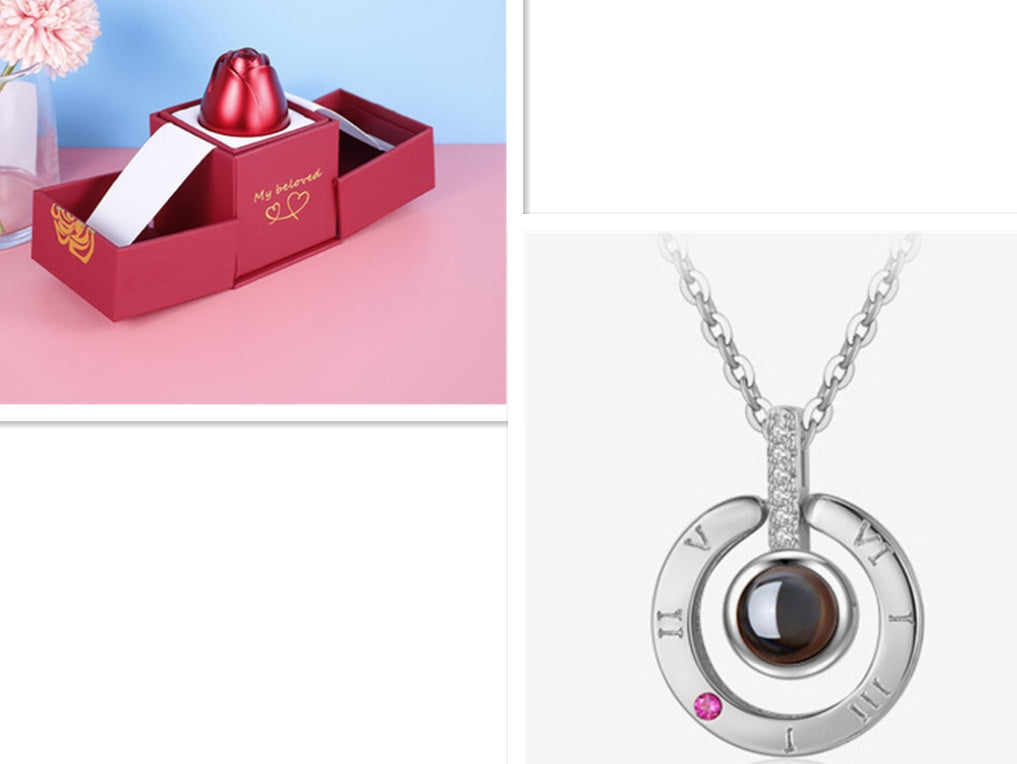 Coffret cadeau de bijoux en métal rose pour la Saint-Valentin, collier pour mariage, petite amie, cadeaux