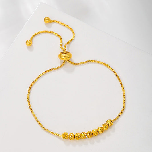 1 bracelet en corde de traction en or, perle de fleur tendance, bracelet porte-bonheur pour femme