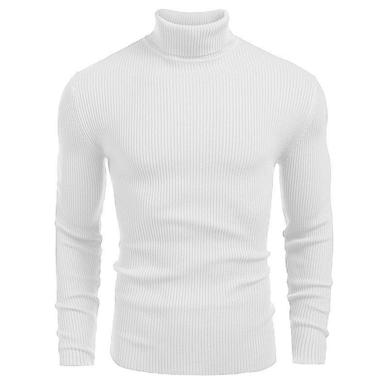 Pull à manches longues à col roulé slim pour homme