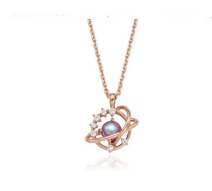 Collier Planète Moonstone Femme Strass Niche Pendentif Chaîne De Clavicule