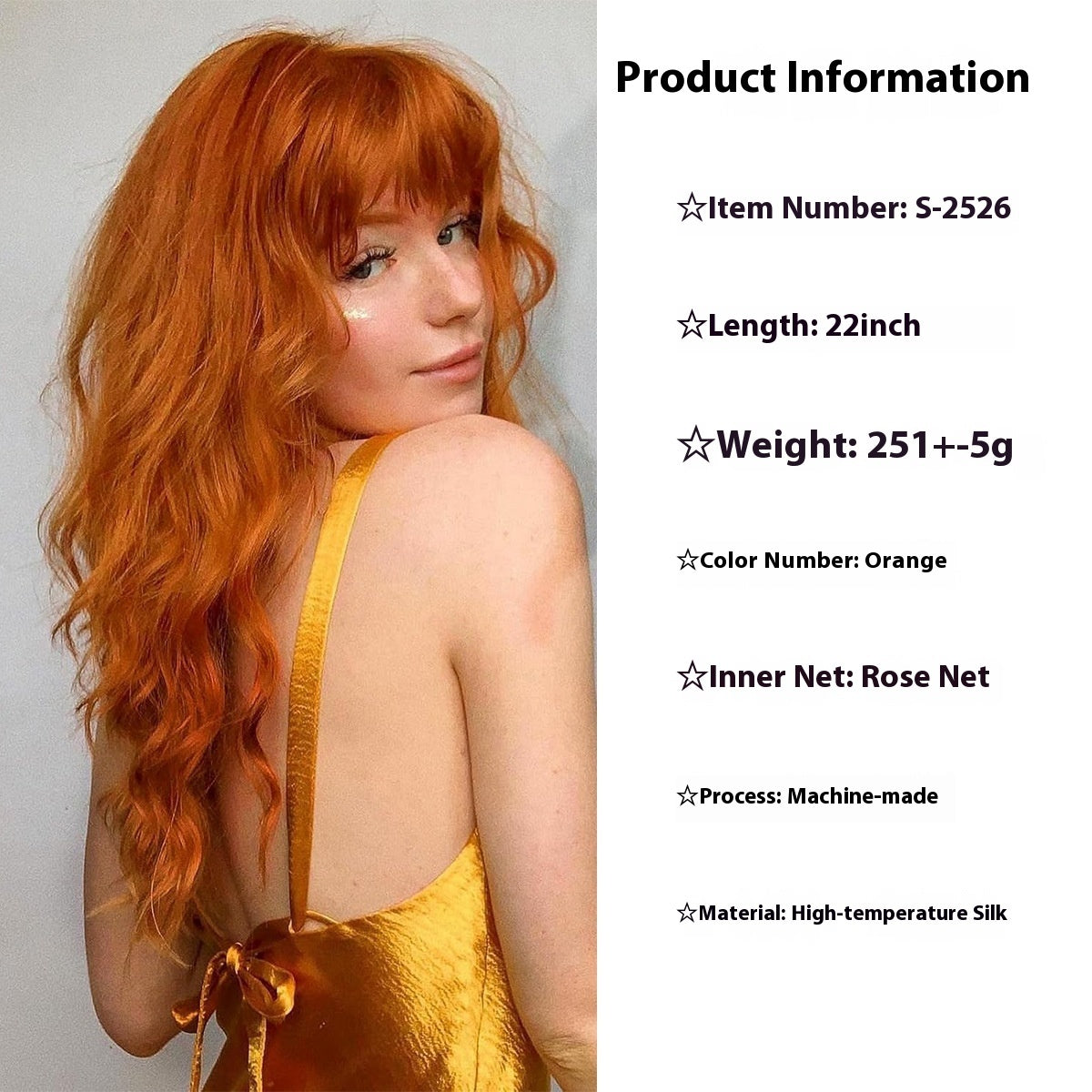 Perruque Synthétique Femme Frange Ondulée Longue