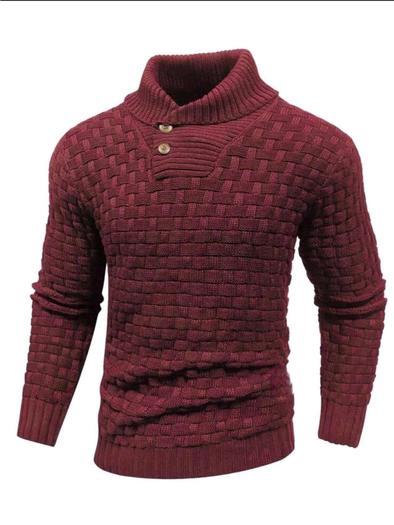 Pull à col roulé slim pour hommes, vêtement haut de couleur unie décontracté à la mode