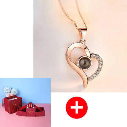 Coffret cadeau de bijoux en métal rose pour la Saint-Valentin, collier pour mariage, petite amie, cadeaux