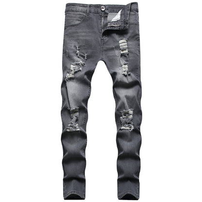 Men's Ripped Slim Jeans Fashion Casual Ankle Banded Pants