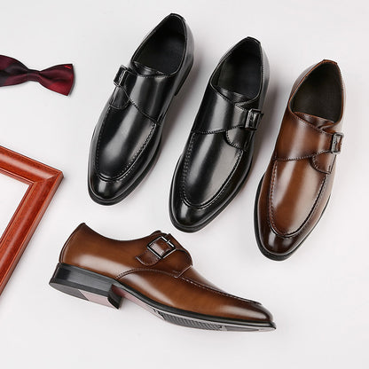 Chaussures d'affaires en cuir à boucle de style britannique pour hommes